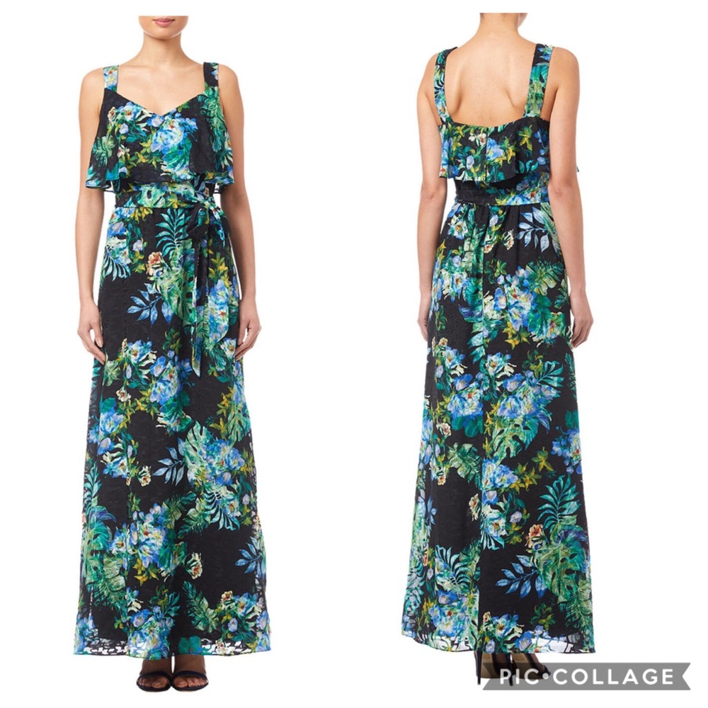 NWT Adrianna Papell Printed Burn Out Maxi Dress
